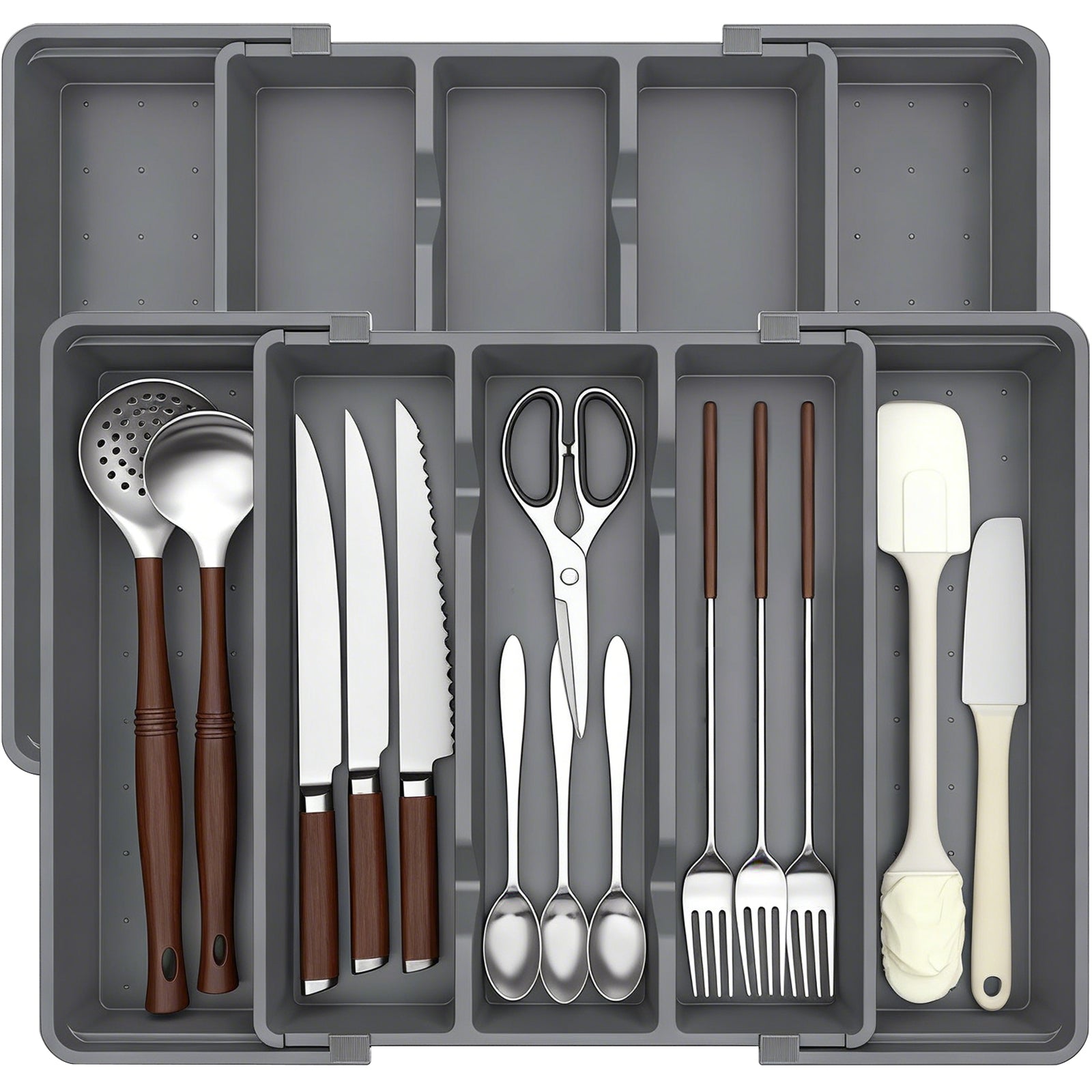 CuddleTidy Expandable Utensil Drawer Organizer for Kitchen Drawers