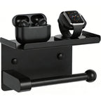 CuddleTidy Matte Black Toilet Paper Holder with Shelf