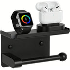 CuddleTidy Matte Black Toilet Paper Holder with Shelf