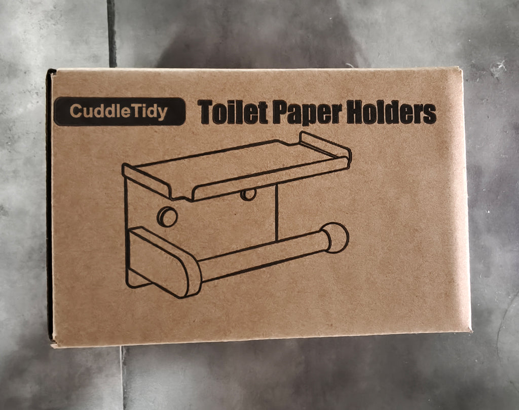 CuddleTidy Matte Black Toilet Paper Holder with Shelf